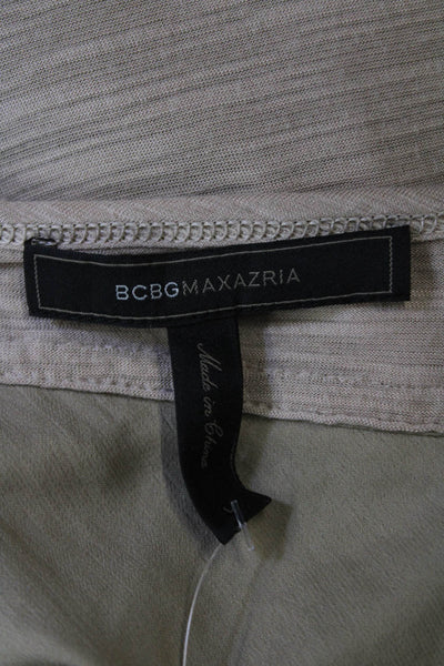 BCBGMAXAZRIA Womens Scoop Neck Mixed Media Tank Top Brown Size Large