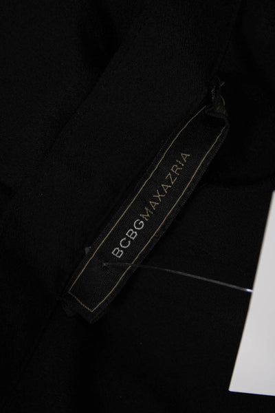BCBG Max Azria Womens V-Necked Striped Hem Detail Tunic Top Black Size S