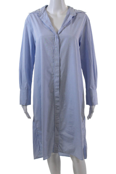 Massimo Dutti Womens Cotton Collared Long Sleeve Buttoned Dress Blue Size 6
