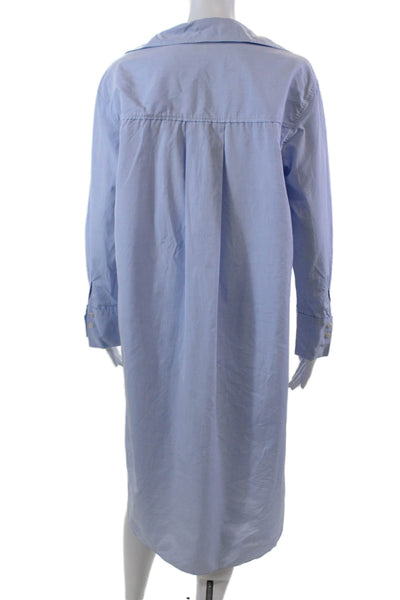 Massimo Dutti Womens Cotton Collared Long Sleeve Buttoned Dress Blue Size 6