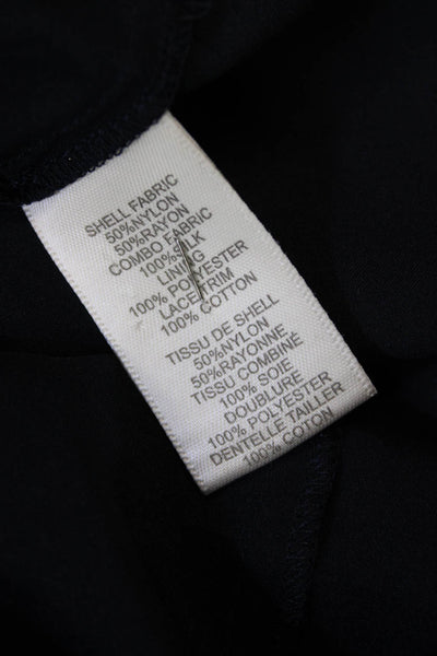 Rebecca Taylor Womens Silk Overlay Detail Pleated Drop Waist Dress Blue Size 6