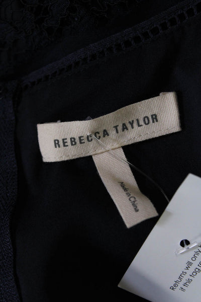Rebecca Taylor Womens Silk Overlay Detail Pleated Drop Waist Dress Blue Size 6