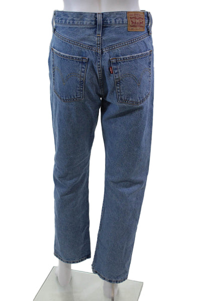 Levis Womens Cotton Button Straight Leg Denim Distress Jeans Blue Size EUR 26