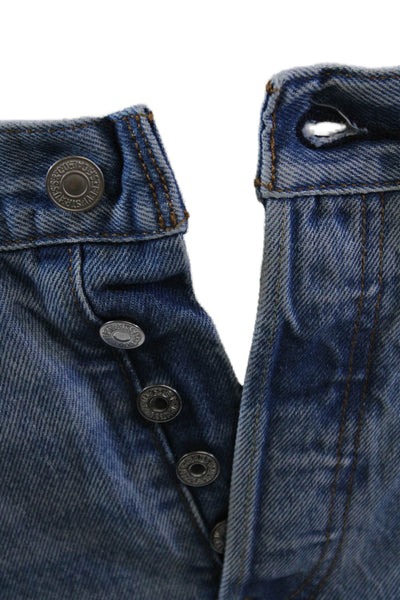 Levis Womens Cotton Button Straight Leg Denim Distress Jeans Blue Size EUR 26