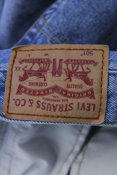 Levis Womens Cotton Button Straight Leg Denim Distress Jeans Blue Size EUR 26