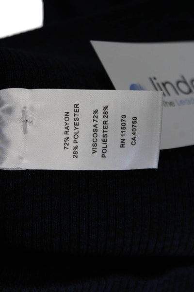 Nina Leonard Womens Flare Long Sleeves Sweater Dress Navy Blue Size Medium