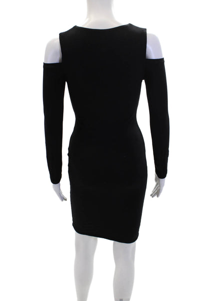 Luvalot Womens Long Sleeve V-neck Fitted Midi Bodycon Dress Black Size S