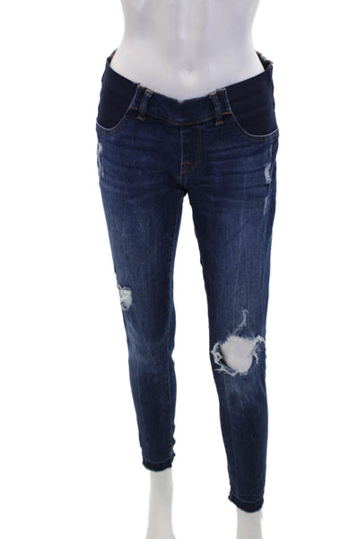 DL1961 Womens Cotton Zip Button Skinny Leg Distressed Jeans Blue Size EUR 26