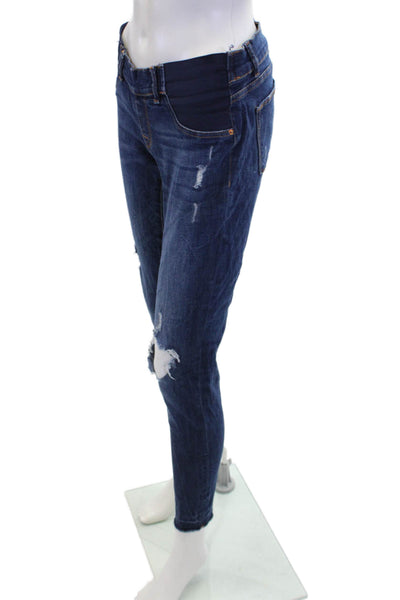 DL1961 Womens Cotton Zip Button Skinny Leg Distressed Jeans Blue Size EUR 26
