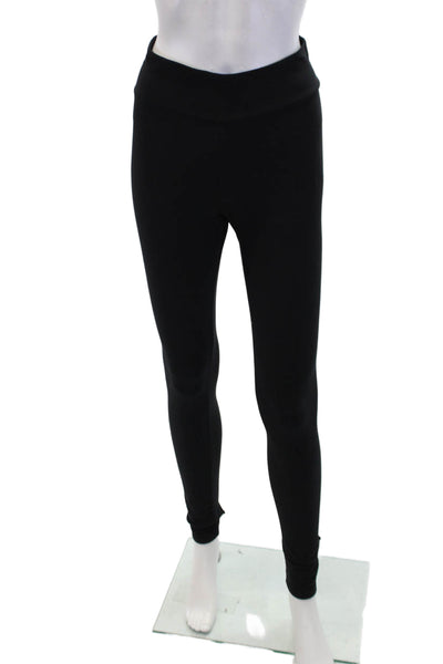 Plush Womens Textured High Waisted Skinny Keyhole Leggings Black Size M
