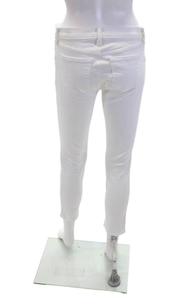 J Brand Womens Cotton Zip Button Distressed Skinny Jeans White Size EUR 26