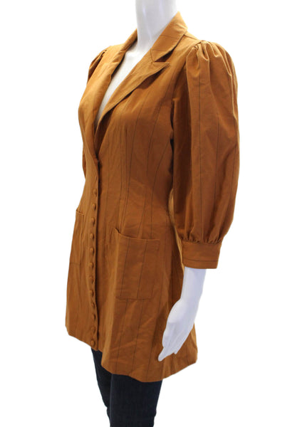 Danielle Bernstein Womens Long Sleeve Striped Button Blouse Brown Size S