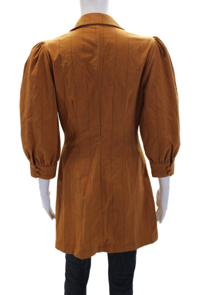 Danielle Bernstein Womens Long Sleeve Striped Button Blouse Brown Size S