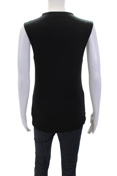 Halogen Womens Crew Neck Sleeveless Tank Top Solid Black Size Medium