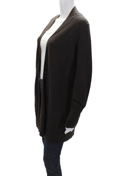 Eileen Fisher Womens Merino Wool Cowl Neck Cardigan Sweater Top Brown Size S
