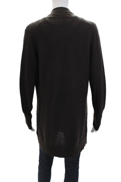 Eileen Fisher Womens Merino Wool Cowl Neck Cardigan Sweater Top Brown Size S