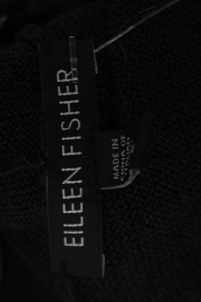 Eileen Fisher Womens Merino Wool Cowl Neck Cardigan Sweater Top Brown Size S