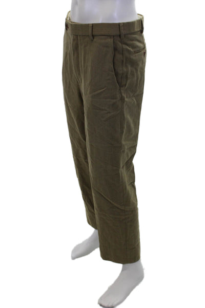 Brooks Brothers Mens Wool Pocketed Straight Leg Flat Front Pants Beige Size 34