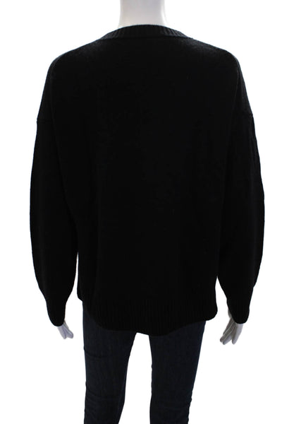 United Colors of Benetton Womens Wool Split Hem Pullover Sweater Black Size XS