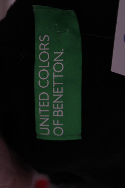 United Colors of Benetton Womens Wool Split Hem Pullover Sweater Black Size XS