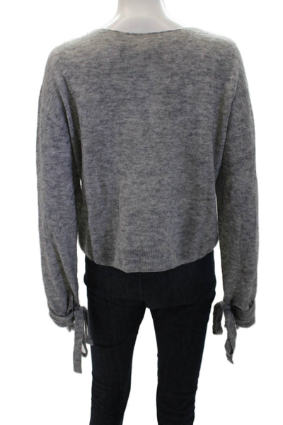 Helmut Lang Womens Tied Long Sleeve Pullover Knit Sweater Gray Size XS