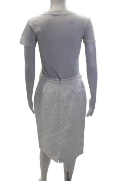 Tahari Womens Textured Knee Length Pencil Skirt White Cotton Blend Size 6