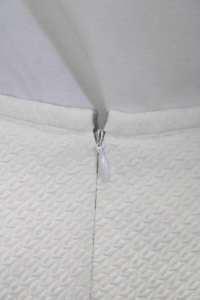 Tahari Womens Textured Knee Length Pencil Skirt White Cotton Blend Size 6