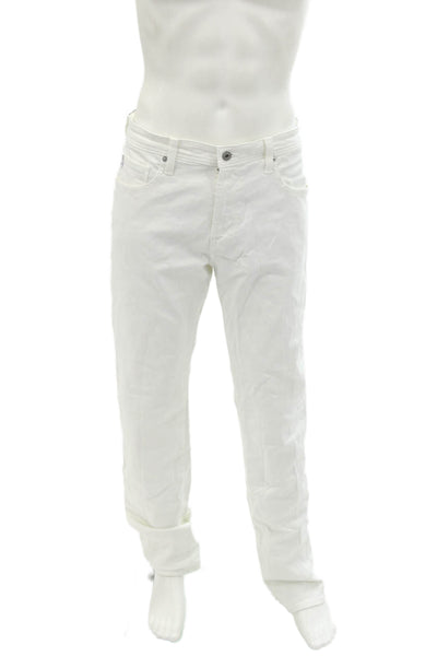 AG Adriano Goldschmied Mens Cotton Five Pocket Slim Straight Jeans White Size 38