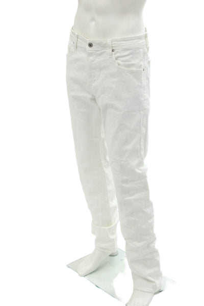 AG Adriano Goldschmied Mens Cotton Five Pocket Slim Straight Jeans White Size 38