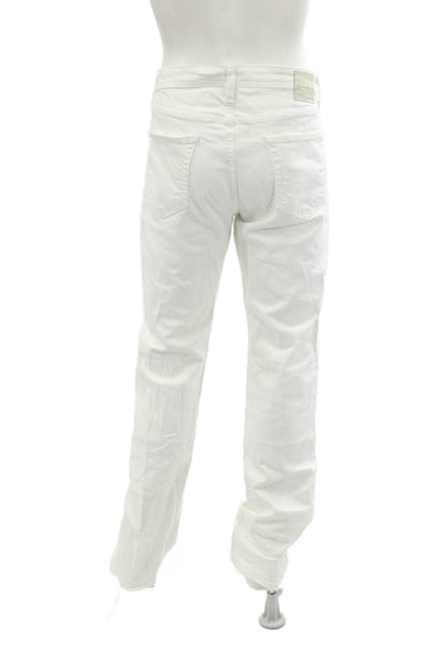 AG Adriano Goldschmied Mens Cotton Five Pocket Slim Straight Jeans White Size 38