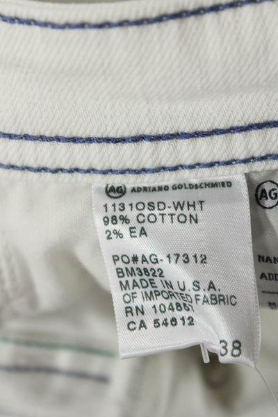AG Adriano Goldschmied Mens Cotton Five Pocket Slim Straight Jeans White Size 38