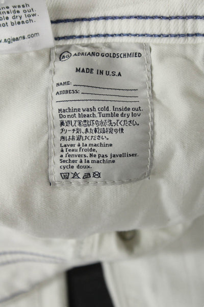 AG Adriano Goldschmied Mens Cotton Five Pocket Slim Straight Jeans White Size 38