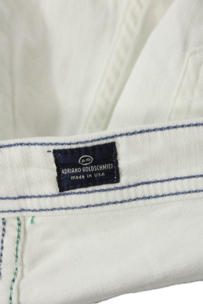 AG Adriano Goldschmied Mens Cotton Five Pocket Slim Straight Jeans White Size 38