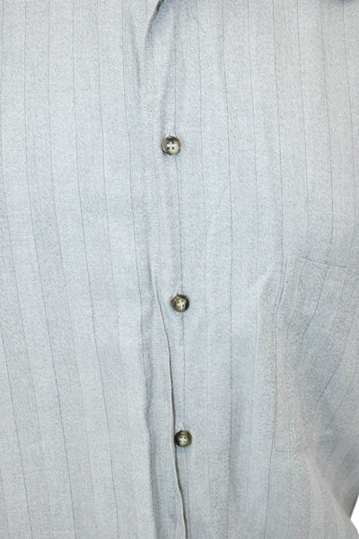 Canali Mens Pinstriped Collared Long Sleeve Button Up Shirt Gray Size 44/17.5