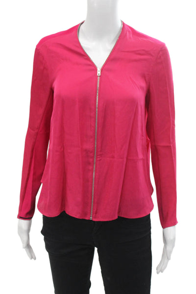 Rag & Bone Womens Long Sleeves Full Zipper Blouse Pink Black Size Extra Small