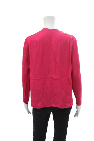 Rag & Bone Womens Long Sleeves Full Zipper Blouse Pink Black Size Extra Small