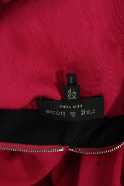 Rag & Bone Womens Long Sleeves Full Zipper Blouse Pink Black Size Extra Small