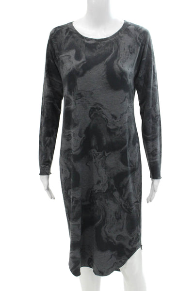 Nally & Millie Womens Marble Print Long Sleeves Sweater Dress Gray Size Large