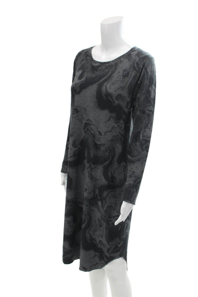 Nally & Millie Womens Marble Print Long Sleeves Sweater Dress Gray Size Large