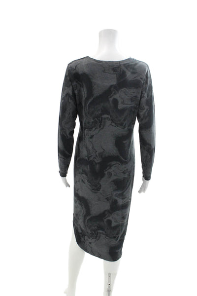 Nally & Millie Womens Marble Print Long Sleeves Sweater Dress Gray Size Large