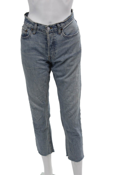 Re/Done Women's Midrise Light Wash Straight Leg Five Pocket Denim Pants Size 24