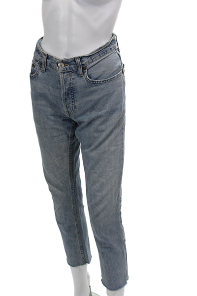Re/Done Women's Midrise Light Wash Straight Leg Five Pocket Denim Pants Size 24
