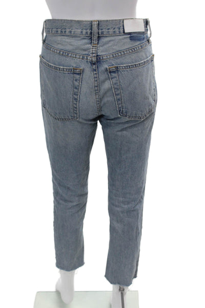 Re/Done Women's Midrise Light Wash Straight Leg Five Pocket Denim Pants Size 24