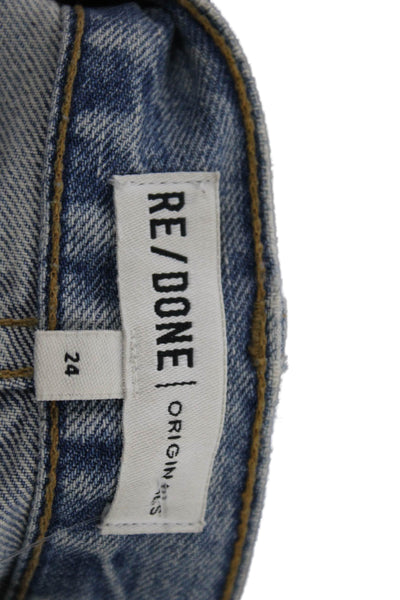 Re/Done Women's Midrise Light Wash Straight Leg Five Pocket Denim Pants Size 24