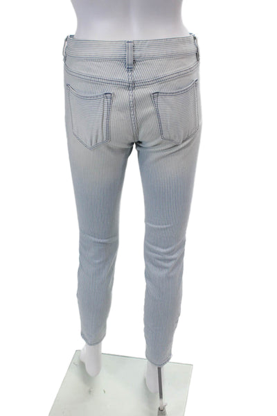 J Crew Womens High Rise Striped Zip Ankle Toothpick Skinny Jeans Blue Size 26