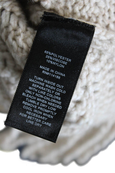 Frye Womens Cable Knit Crew Neck Long Sleeve Pullover Sweater Top Beige Size S