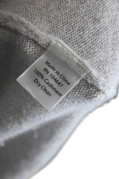 Kinross Cashmere Womens Cashmere Crew Neck Zip Detail Sweater Top Gray Size XS