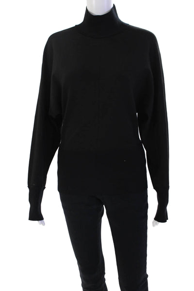 Theory Womens High Neck Long Sleeve Pullover Sweatshirt Top Black Size S