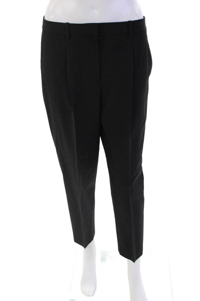 Theory Womens Wool Three Pocket Mid-Rise Tapered Pants Trousers Black Size 4