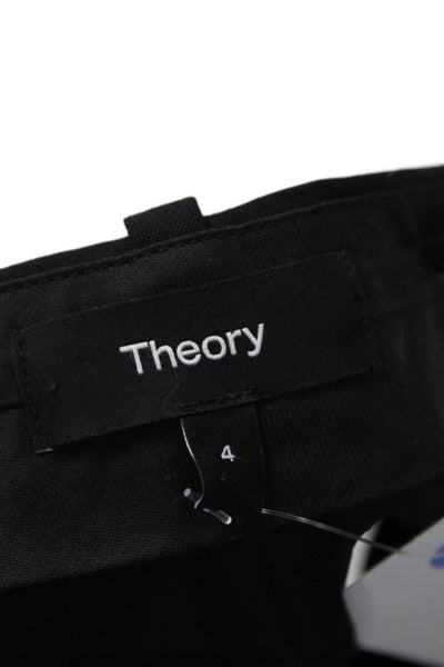 Theory Womens Wool Three Pocket Mid-Rise Tapered Pants Trousers Black Size 4